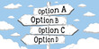 © PX Media - Options A, B, C, D - outline signpost with four arrows