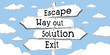 © PX Media - Escape, way out, solution, exit - outline signpost with four arrows
