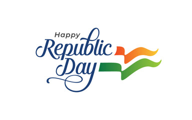Happy Republic Day Celebration Greeting Background Template - Indias Happy Republic Day Typographic Design Template