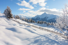 Tief Verschneite Winterlandschaft Im Tiroler Zillertal