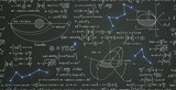 Fototapeta  - Mathematical formulas and physics explaining space orbits and stars seamless pattern.
