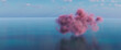 Surreal seascape with pink Sci-Fi cloud. 3d illustration, 3d render.