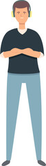 Poster - Smart music listen icon cartoon vector. Work education. Virtual internet