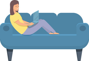 Poster - Sofa freelancer icon cartoon vector. Online education. Smart social