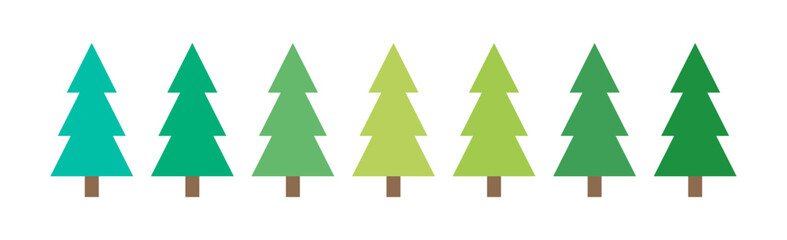 Wall Mural - christmas trees green colors icons collection. vector illustration.