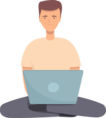 Poster - Freelancer online icon cartoon vector. Remote education. Social freelance