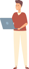 Poster - Smart remote work icon cartoon vector. Online education. Social freelance