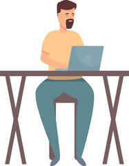Poster - Remote work icon cartoon vector. Online education. Smart social