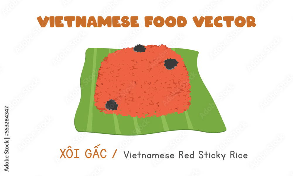 Vietnamese Red Sticky Rice flat vector design.
