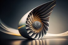 Turbine Blades Of Turbo Jet Engine For Plane, Aircraft Concept In Aviation Industry