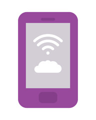 Fototapete - smartphone with wifi and cloud