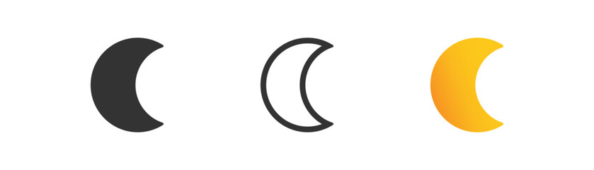 Wall Mural - Moon outline icon. Crescent sign. Moonlight symbol. Simple flat design.