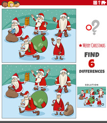 Wall Mural - differences task with Santa Clauses with Christmas gifts