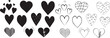 set of hearts silhouette design vector