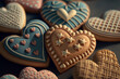  illustration of romantic heart shape cookies