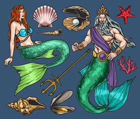 Sticker - Ocean dwellers colorful set stickers