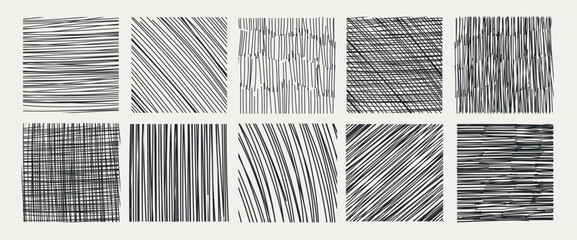 Fototapete - Pencil shaded squares. Pen stroke scribble, hand drawn scrawl sketch texture and line sketched background vector set of pencil stroke square scribble illustration. 10 EPS.