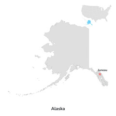 Sticker - US American State of Alaska. USA state of Alaska county map outline on white background.