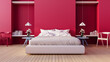Viva Magenta bedroom interior color of the year 2023 - 3D rendering interior
