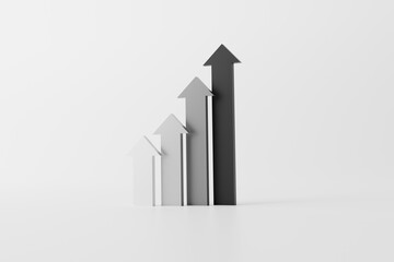 Poster - Up arrows of different colors. The concept of the growth of statistics and the development of the company, life. 3D rendering, 3D illustration.