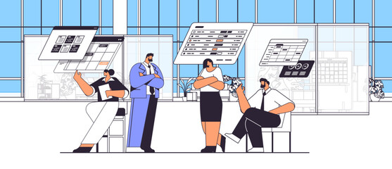 Poster - businesspeople analyzing financial data on charts and graphs planning report market analysis account