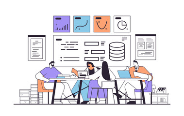 Poster - businesspeople analyzing financial data on charts and graphs planning report market analysis account