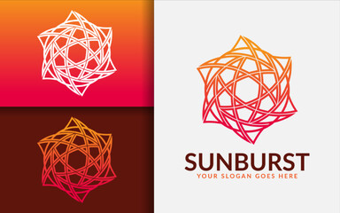 Aufkleber - Sunburst Logo Design. Creative Circular Orange Sun with Modern Lines Combination Concept.