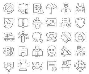 Aufkleber - Police line icons collection. Thin outline icons pack. Vector illustration eps10