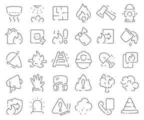 Poster - Fire department line icons collection. Thin outline icons pack. Vector illustration eps10