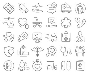 Poster - Ambulance line icons collection. Thin outline icons pack. Vector illustration eps10