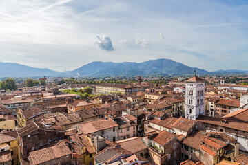 Wall Mural - Lucca, Italy. Aerial view of the city