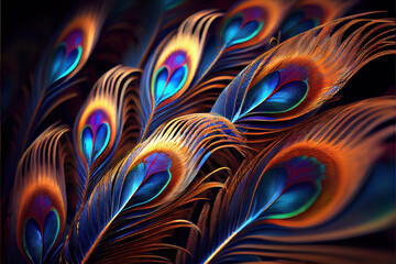 Poster - beautiful colorful abstract peacock feather background as header wallpaper