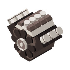 Sticker - Car Engine Isometric Composition