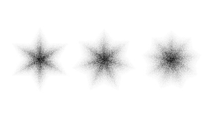 Poster - Dotted grain stars set. Black noise texture asterisks collection. Black stipple flares. Halftone sparkles. Vector 