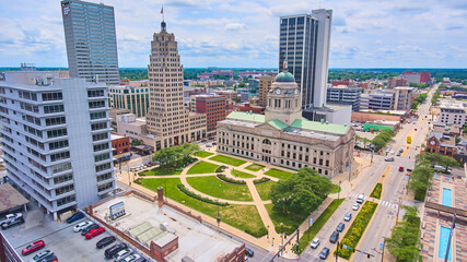Wall Mural - Downtown Fort Wayne aerial at Allen County Courthouse in Indiana
