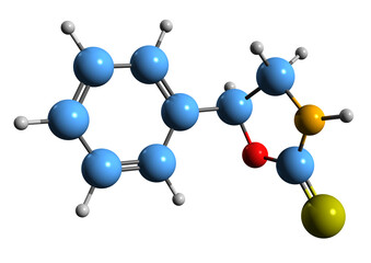 Poster -  3D image of resedinine skeletal formula - molecular chemical structure of alkaloid isolated on white background
