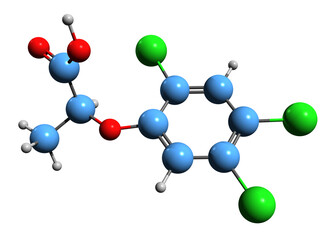 Canvas Print -  3D image of Fenoprop skeletal formula - molecular chemical structure of  phenoxy herbicide isolated on white background
