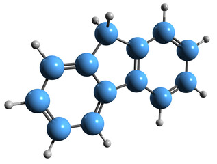 Canvas Print -  3D image of Fluorene skeletal formula - molecular chemical structure of Tricyclohexaene isolated on white background
