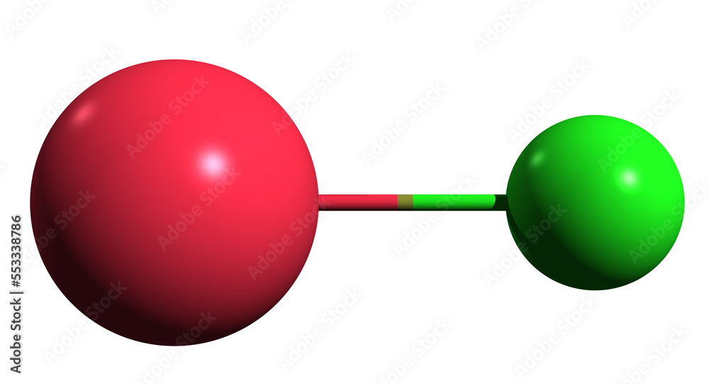  3D image of Sodium chloride skeletal formula - molecular chemical structure of Common salt isolated on white background
