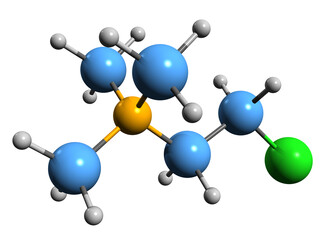 Poster -  3D image of Chlormequat skeletal formula - molecular chemical structure of Chlorocholine isolated on white background
