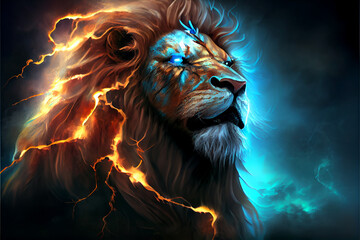 Lion god, generative art