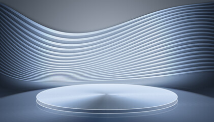 Poster - 3D rendering of metallic silver texture shows the exhibition's future spatial background