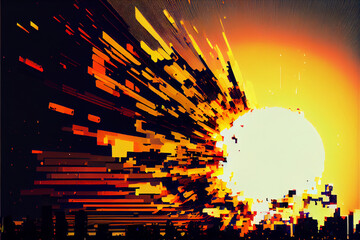 Poster - Solar Flare glitch art, generative art