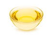 Cooking oil in glass bowl on white background.