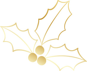 Wall Mural - Gold holly leaf branch