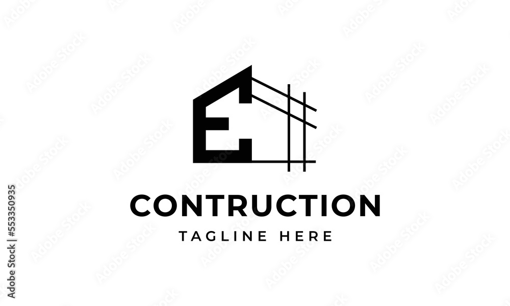 Initial letter e building contruction logo, icon, symbol