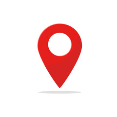 Vector pin symbol indicates the location of the gps map