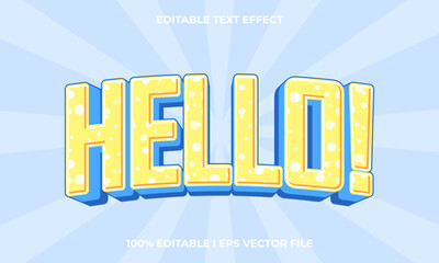 Poster - hello text effect editable modern lettering typography font style, trendy 3d text for tittle.