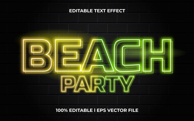 Poster - beach party font style, neon 3d text for tittle.