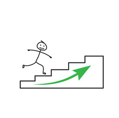 Wall Mural - up the ladder to success, business development concept, striving for success, pictogram of the figure of a running man